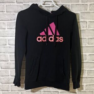 Adidas logo Black Hoodie with Pink Accents, size small